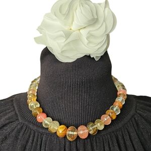 Natural stone multicolored beads graduating necklace
